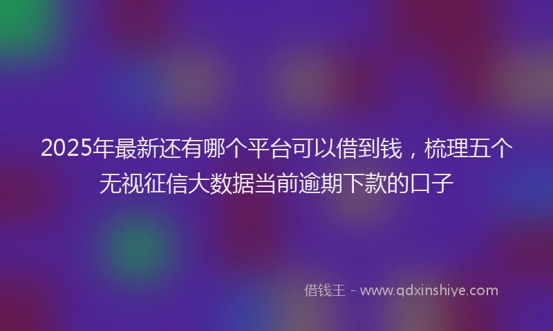 2025年最新还有哪个平台可以借到钱，梳理五个无视征信大数据当前逾期下款的口子
