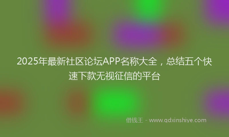 2025年最新社区论坛APP名称大全，总结五个快速下款无视征信的平台