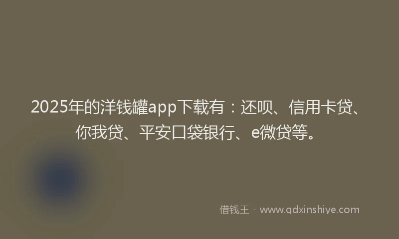 2025年的洋钱罐app下载有：还呗、信用卡贷、你我贷、平安口袋银行、e微贷等。