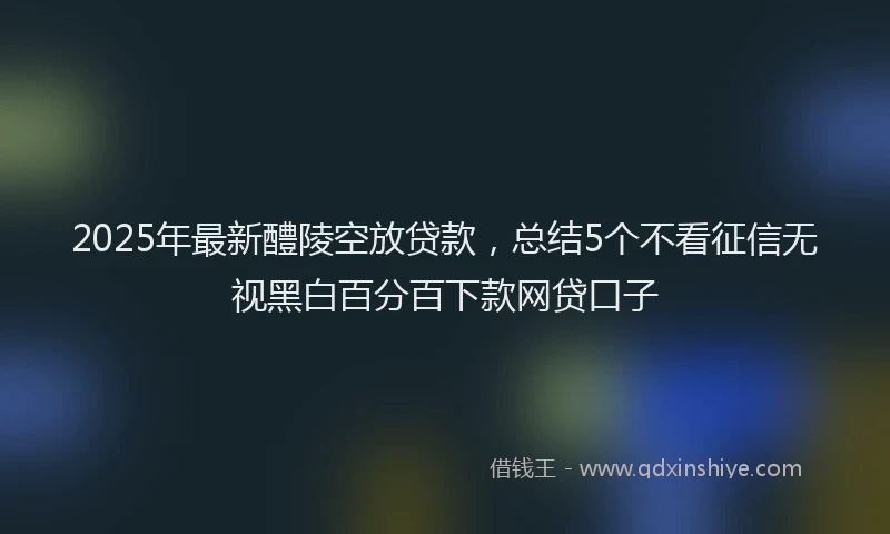 2025年最新醴陵空放贷款，总结5个不看征信无视黑白百分百下款网贷口子