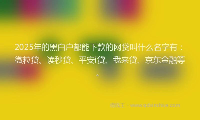 2025年的黑白户都能下款的网贷叫什么名字有：微粒贷、读秒贷、平安i贷、我来贷、京东金融等。