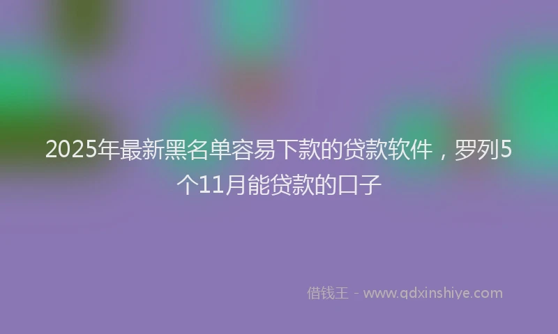 2025年最新黑名单容易下款的贷款软件，罗列5个11月能贷款的口子