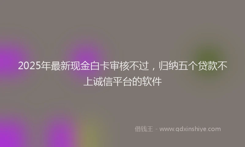 2025年最新现金白卡审核不过，归纳五个贷款不上诚信平台的软件