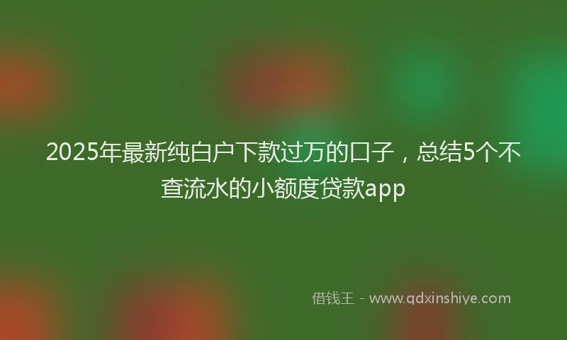2025年最新纯白户下款过万的口子，总结5个不查流水的小额度贷款app