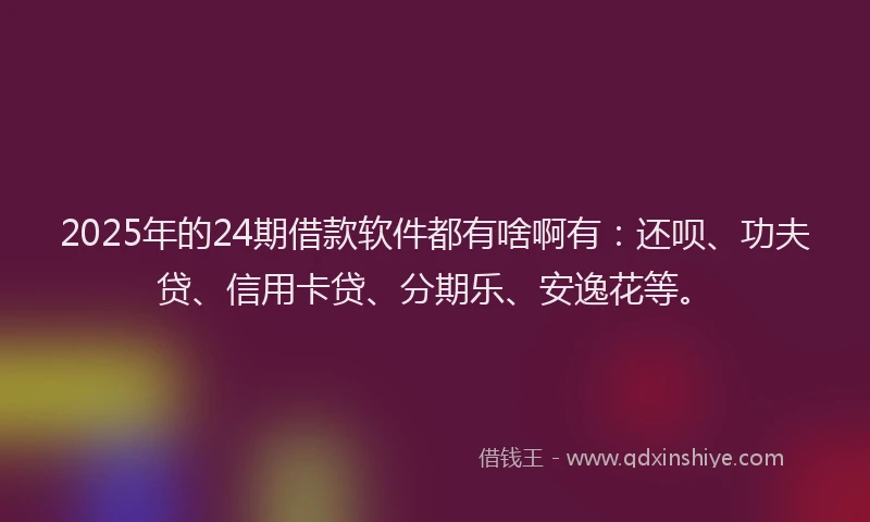2025年的24期借款软件都有啥啊有：还呗、功夫贷、信用卡贷、分期乐、安逸花等。