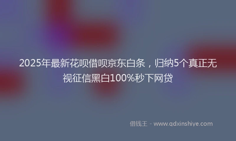 2025年最新花呗借呗京东白条，归纳5个真正无视征信黑白100%秒下网贷
