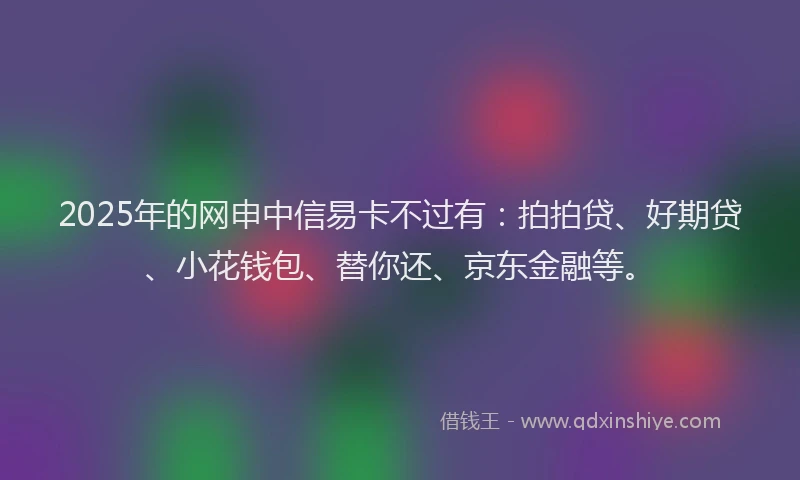 2025年的网申中信易卡不过有：拍拍贷、好期贷、小花钱包、替你还、京东金融等。