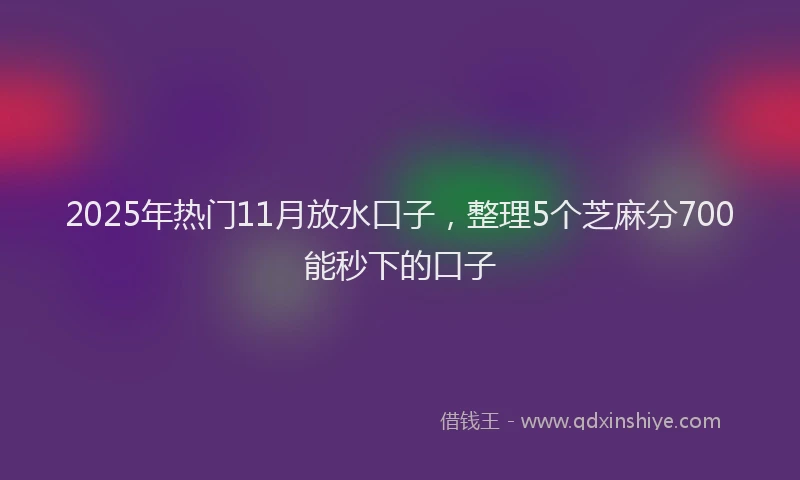 2025年热门11月放水口子，整理5个芝麻分700能秒下的口子