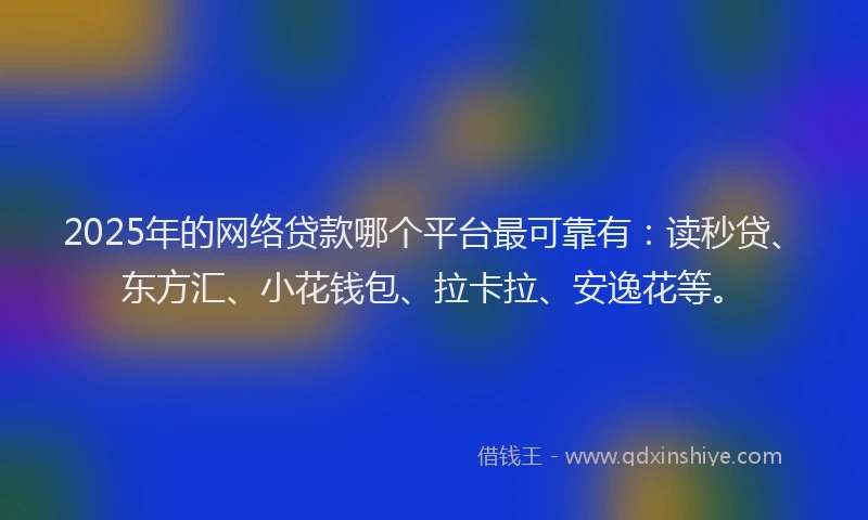 2025年的网络贷款哪个平台最可靠有：读秒贷、东方汇、小花钱包、拉卡拉、安逸花等。