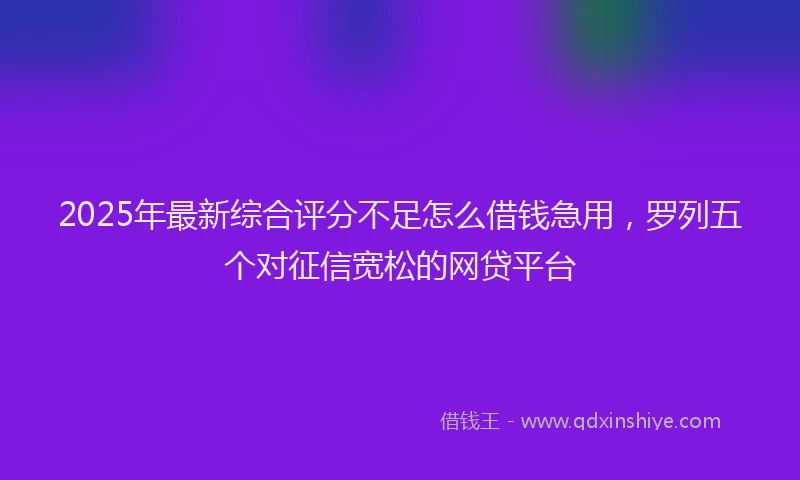 2025年最新综合评分不足怎么借钱急用，罗列五个对征信宽松的网贷平台