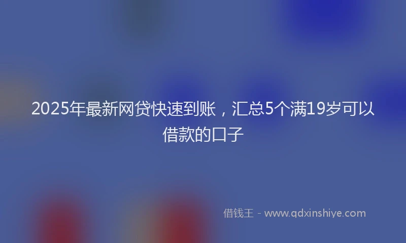 2025年最新网贷快速到账，汇总5个满19岁可以借款的口子