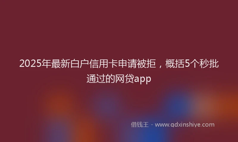 2025年最新白户信用卡申请被拒，概括5个秒批通过的网贷app