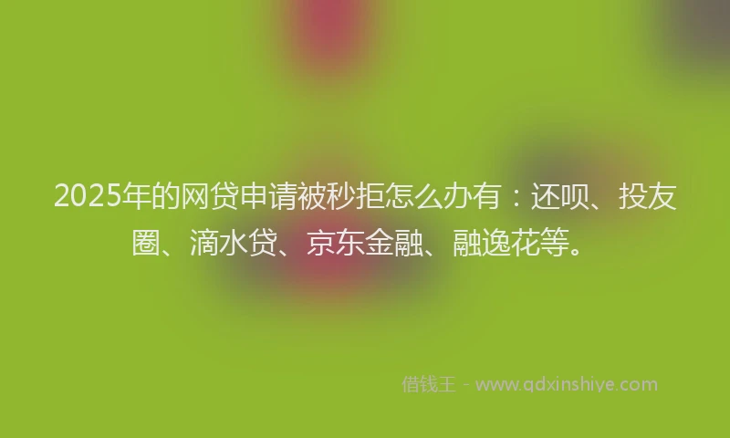 2025年的网贷申请被秒拒怎么办有：还呗、投友圈、滴水贷、京东金融、融逸花等。