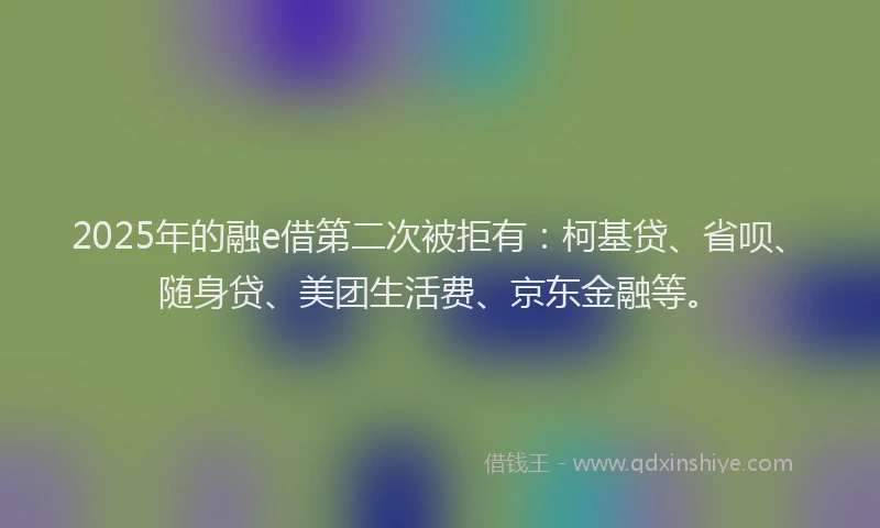 2025年的融e借第二次被拒有：柯基贷、省呗、随身贷、美团生活费、京东金融等。