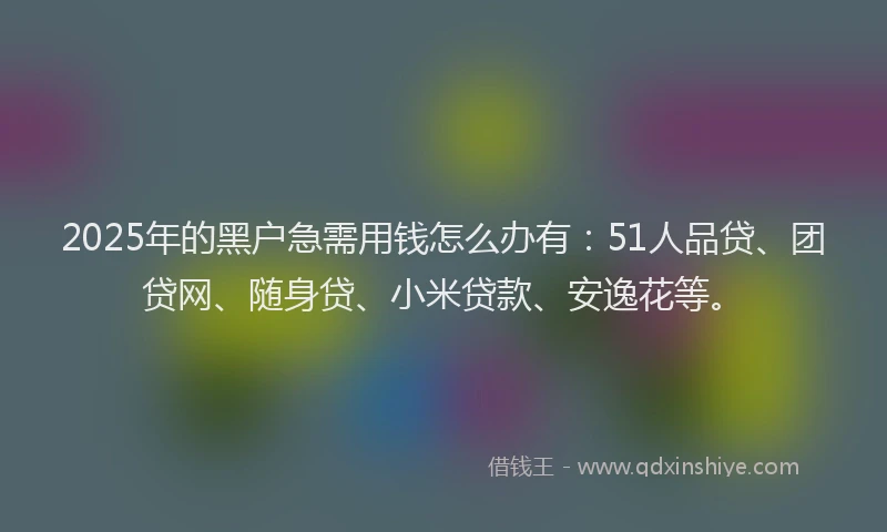 2025年的黑户急需用钱怎么办有：51人品贷、团贷网、随身贷、小米贷款、安逸花等。