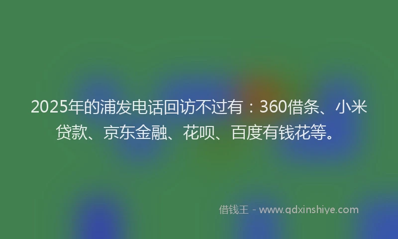 2025年的浦发电话回访不过有：360借条、小米贷款、京东金融、花呗、百度有钱花等。