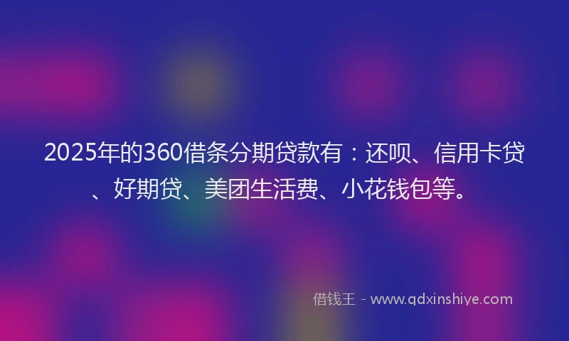 2025年的360借条分期贷款有：还呗、信用卡贷、好期贷、美团生活费、小花钱包等。