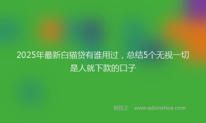 2025年最新白猫贷有谁用过，总结5个无视一切是人就下款的口子