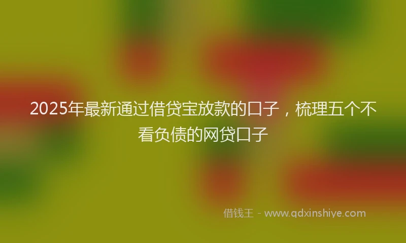 2025年最新通过借贷宝放款的口子，梳理五个不看负债的网贷口子