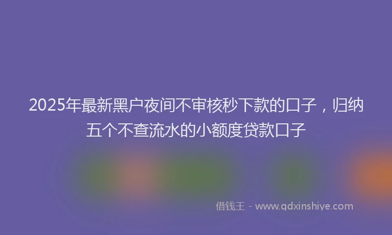 2025年最新黑户夜间不审核秒下款的口子，归纳五个不查流水的小额度贷款口子
