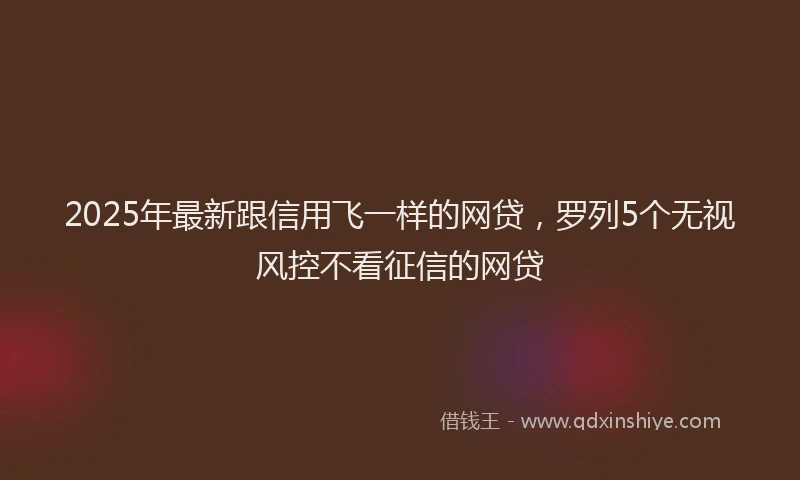 2025年最新跟信用飞一样的网贷，罗列5个无视风控不看征信的网贷