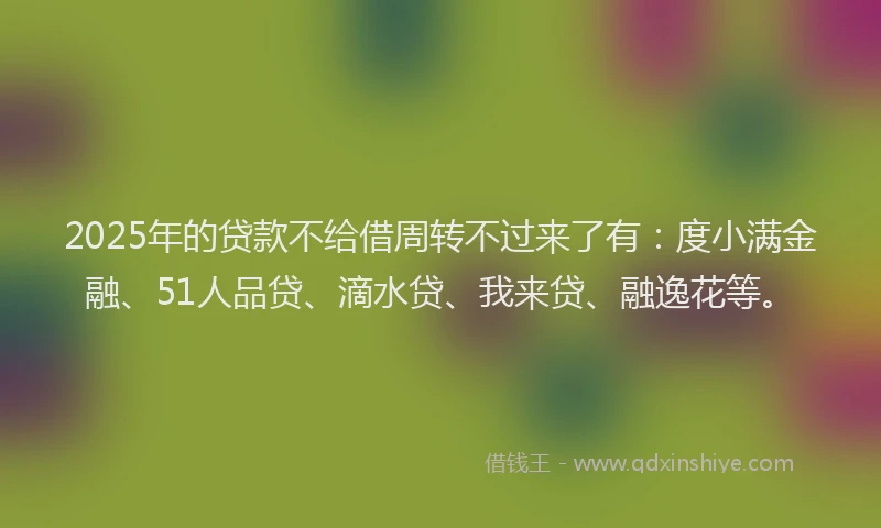 2025年的贷款不给借周转不过来了有：度小满金融、51人品贷、滴水贷、我来贷、融逸花等。