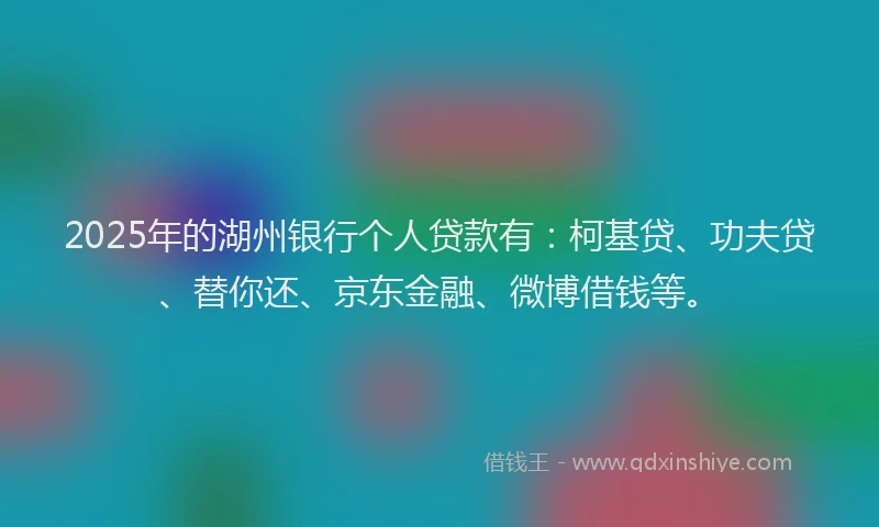 2025年的湖州银行个人贷款有：柯基贷、功夫贷、替你还、京东金融、微博借钱等。