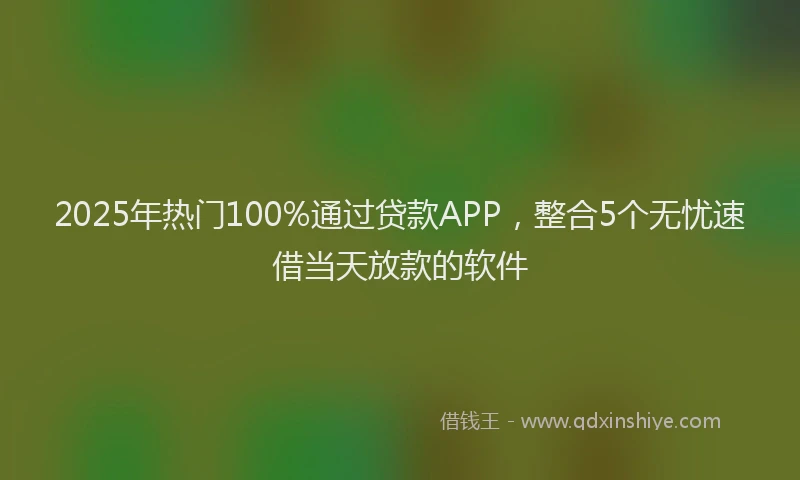 2025年热门100%通过贷款APP，整合5个无忧速借当天放款的软件
