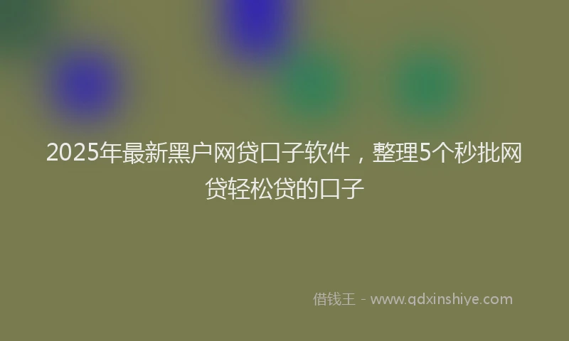 2025年最新黑户网贷口子软件，整理5个秒批网贷轻松贷的口子