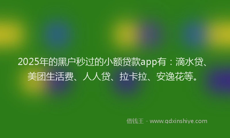 2025年的黑户秒过的小额贷款app有：滴水贷、美团生活费、人人贷、拉卡拉、安逸花等。