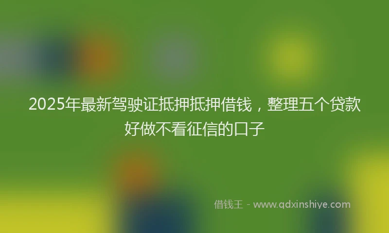 2025年最新驾驶证抵押抵押借钱，整理五个贷款好做不看征信的口子