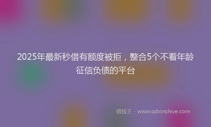 2025年最新秒借有额度被拒，整合5个不看年龄征信负债的平台
