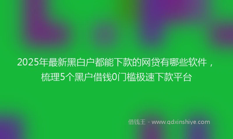 2025年最新黑白户都能下款的网贷有哪些软件，梳理5个黑户借钱0门槛极速下款平台