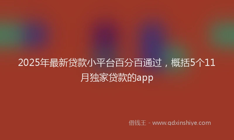 2025年最新贷款小平台百分百通过，概括5个11月独家贷款的app