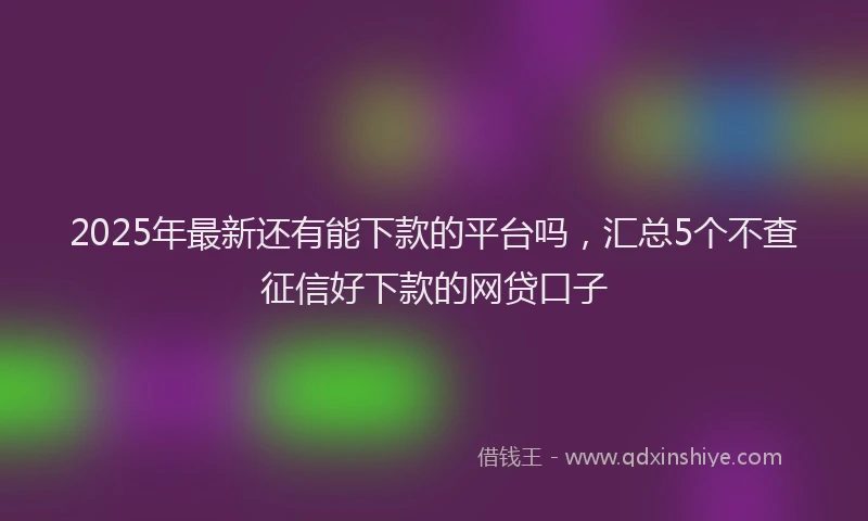 2025年最新还有能下款的平台吗，汇总5个不查征信好下款的网贷口子