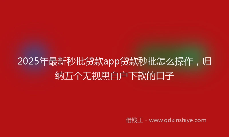 2025年最新秒批贷款app贷款秒批怎么操作，归纳五个无视黑白户下款的口子