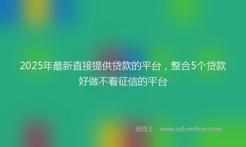 2025年最新直接提供贷款的平台，整合5个贷款好做不看征信的平台