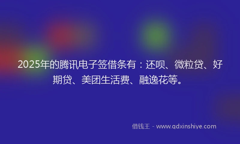 2025年的腾讯电子签借条有：还呗、微粒贷、好期贷、美团生活费、融逸花等。