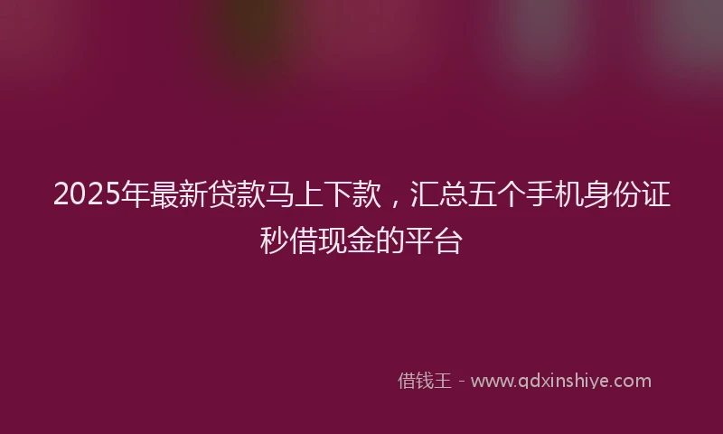 2025年最新贷款马上下款，汇总五个手机身份证秒借现金的平台