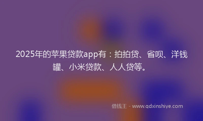 2025年的苹果贷款app有：拍拍贷、省呗、洋钱罐、小米贷款、人人贷等。