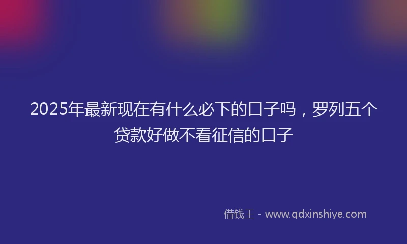 2025年最新现在有什么必下的口子吗，罗列五个贷款好做不看征信的口子