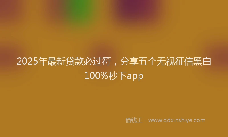 2025年最新贷款必过符，分享五个无视征信黑白100%秒下app