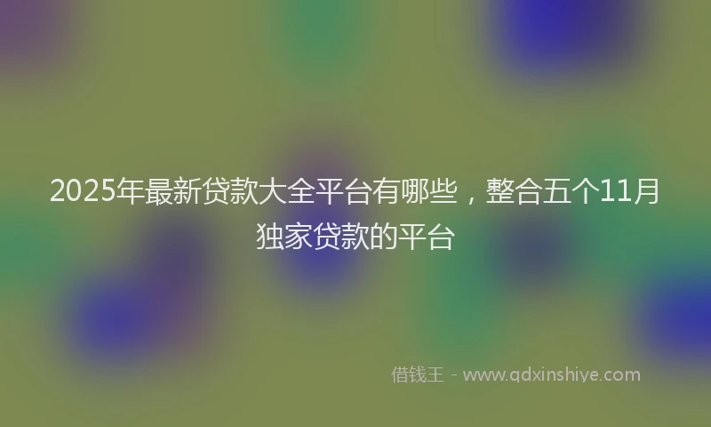 2025年最新贷款大全平台有哪些，整合五个11月独家贷款的平台