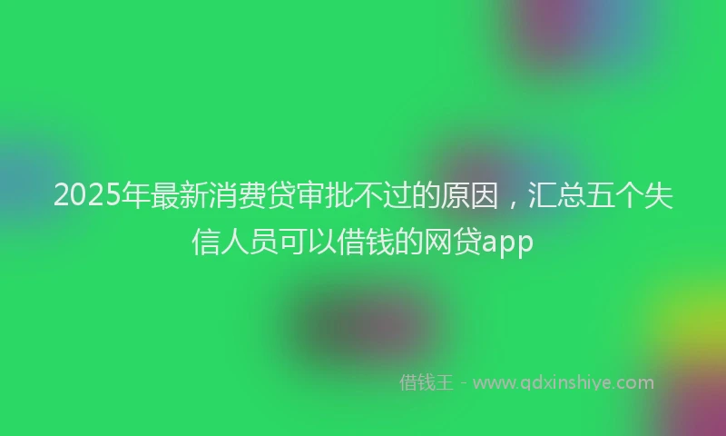2025年最新消费贷审批不过的原因，汇总五个失信人员可以借钱的网贷app