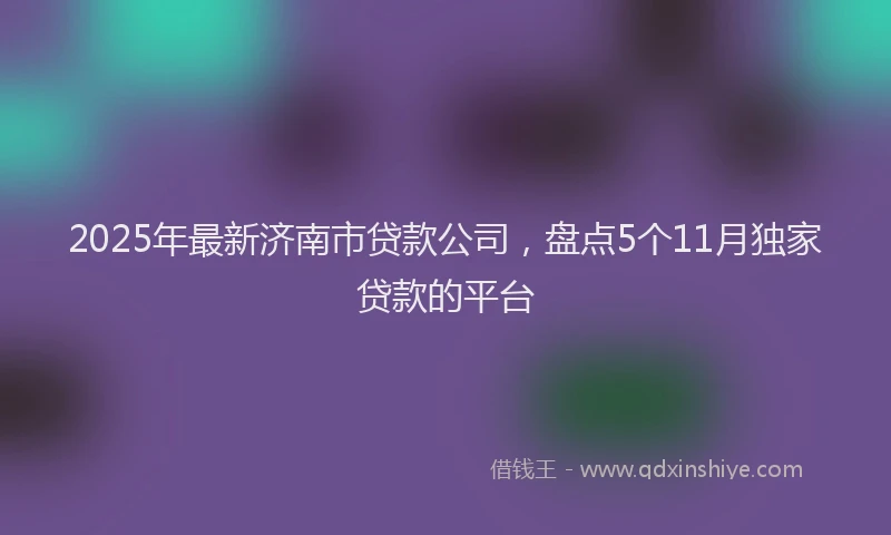 2025年最新济南市贷款公司，盘点5个11月独家贷款的平台