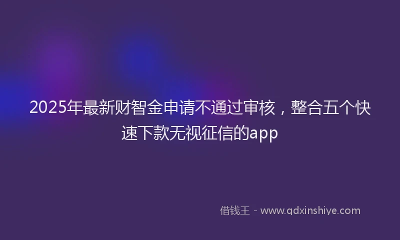 2025年最新财智金申请不通过审核，整合五个快速下款无视征信的app
