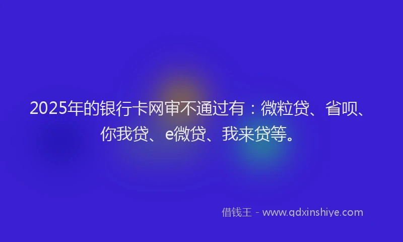 2025年的银行卡网审不通过有：微粒贷、省呗、你我贷、e微贷、我来贷等。