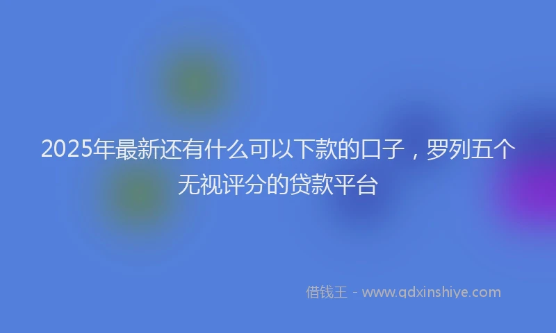 2025年最新还有什么可以下款的口子，罗列五个无视评分的贷款平台