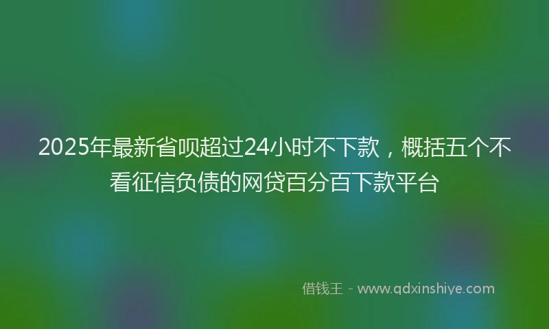 2025年最新省呗超过24小时不下款，概括五个不看征信负债的网贷百分百下款平台
