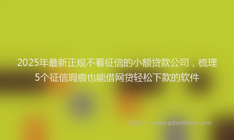 2025年最新正规不看征信的小额贷款公司，梳理5个征信瑕疵也能借网贷轻松下款的软件